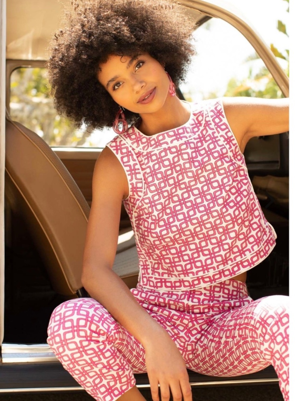 TRINA TURK Pink Geometric Two Piece SHORTS & TOP Set 6